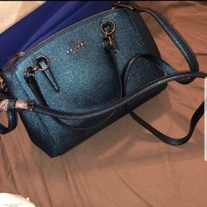 Coach Mini Christie Metallic Dark Teal Purse
